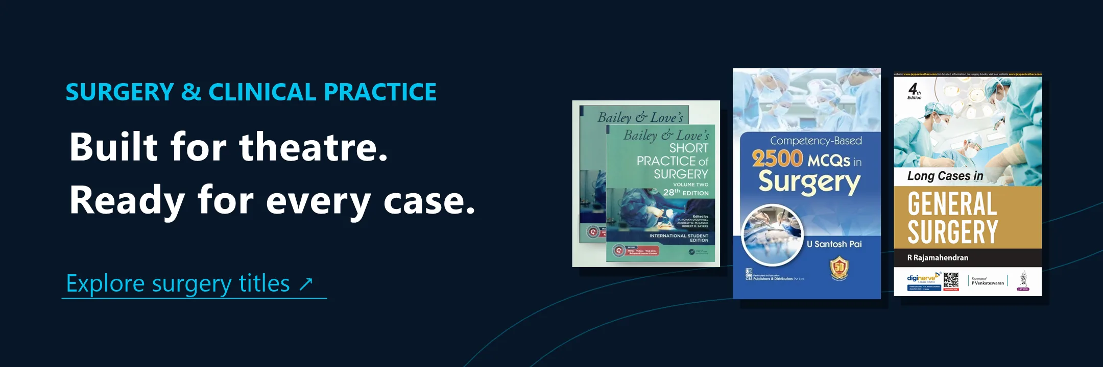 Surgery and clinical practice — built for theatre, ready for every case. Explore surgery titles.